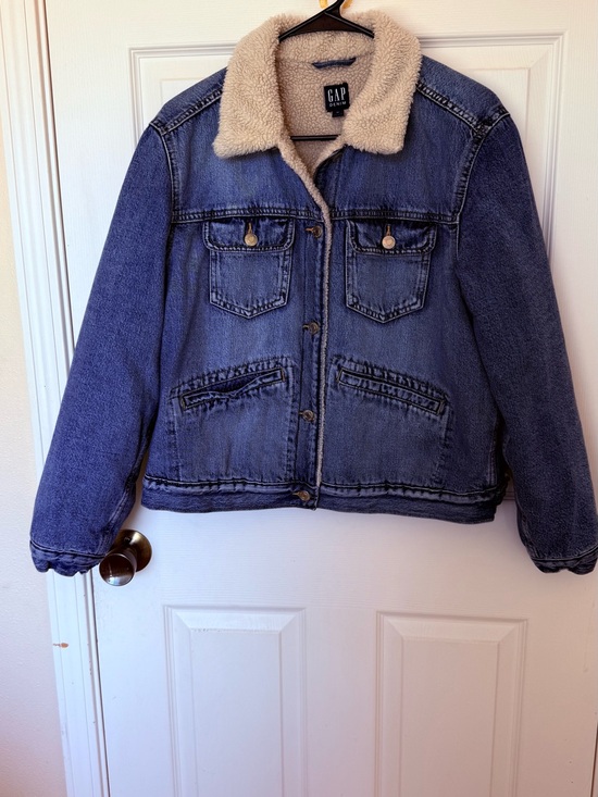 GAP Other - GAP Blue Denim Jacket with Cream Sherpa Lining